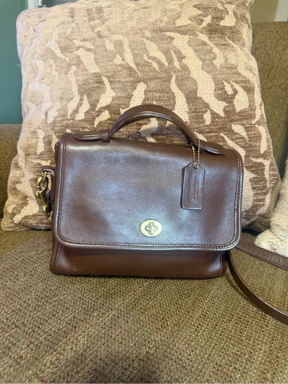 Coach Heritage Leather Crossbody Satchel - Brown